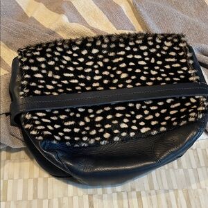 Clare V of LA Black and White Fur Accent clutch(bw)